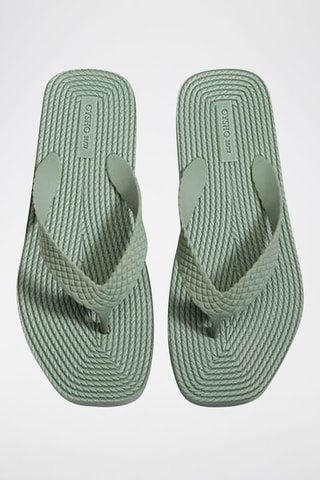 Chinelos de dedo com plataforma - Caqui