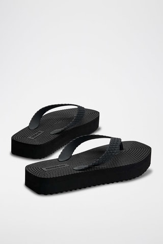 Chinelos de dedo com plataforma - Preto