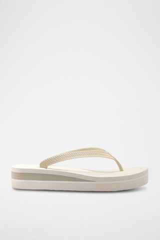 Chinelos de dedo com plataforma - Creme