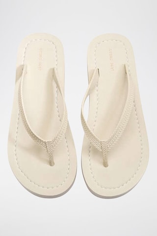 Chinelos de dedo com plataforma - Creme