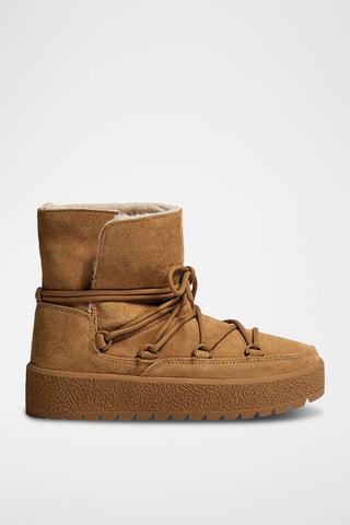 Botins forrados em couro - Castanho