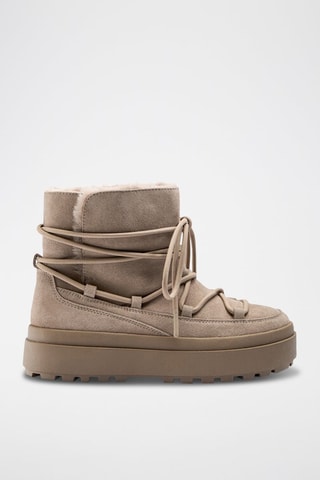Botins forrados em couro - Bege