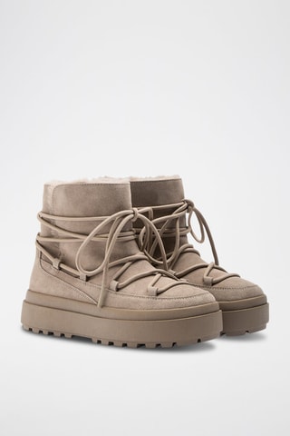 Botins forrados em couro - Bege