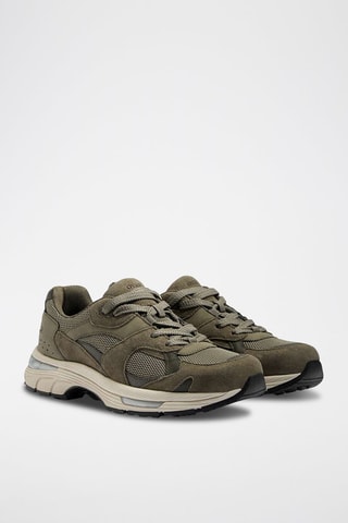 Sapatilhas de running em couro - Caqui