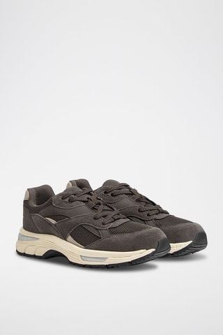 Sapatilhas de running em couro - Castanho
