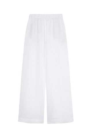 Calças de cintura subida em linho - Branco