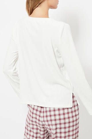 T-shirt de pijama regular em veludo - Branco