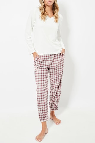 T-shirt de pijama regular em veludo - Branco