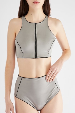Crop top de banho - Cinzento