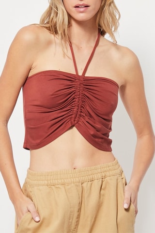 Crop top Castanho