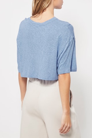 Crop top e linho Azul-celeste mesclado