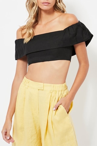 Crop top em linho - Preto