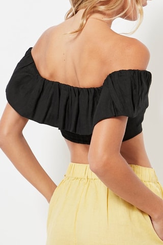 Crop top em linho - Preto