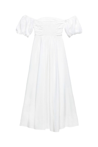 Vestido midi em linho - Branco