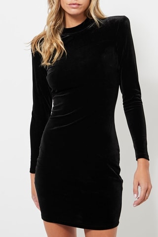 Vestido justo em veludo - Preto