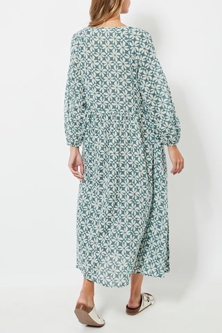 Vestido midi - Azul-celeste e branco
