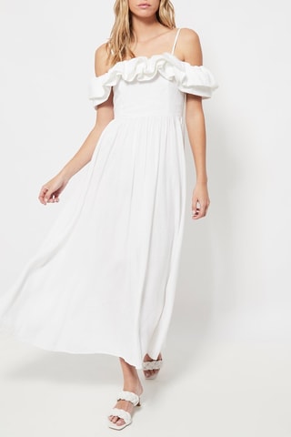 Vestido comprido em linho Branco