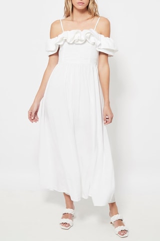 Vestido comprido em linho Branco