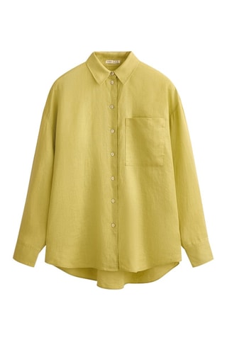 Camisa corte relaxed em linho - Amarelo