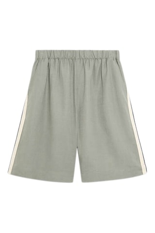 Bermudas de cintura subida em linho - Caqui