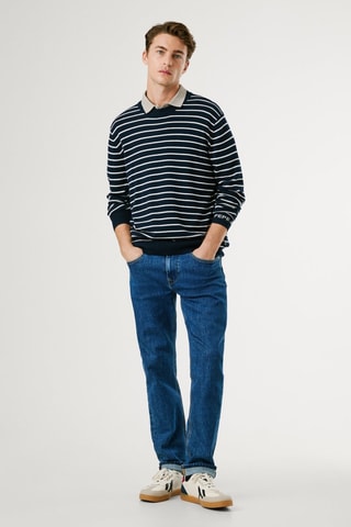 Pull Andre - Bleu nuit et blanc