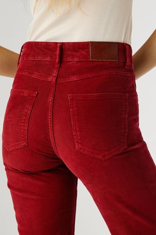 Pantalon flare en velours taille haute Willa - Rouge