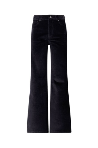 Pantalon flare en velours taille haute Willa - Noir