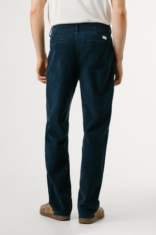 Pantalon regular en velours - Bleu pétrole