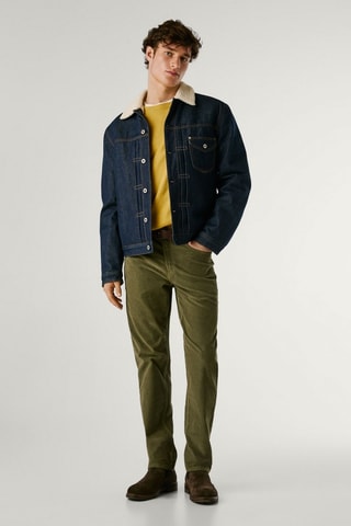 Pantalon slim en velours - Kaki