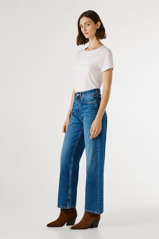 Jean straight taille haute Lexa - Bleu marine
