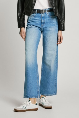 Jean straight taille haute Lexa - Bleu marine