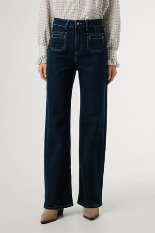 Jean straight taille haute Lexa - Bleu marine