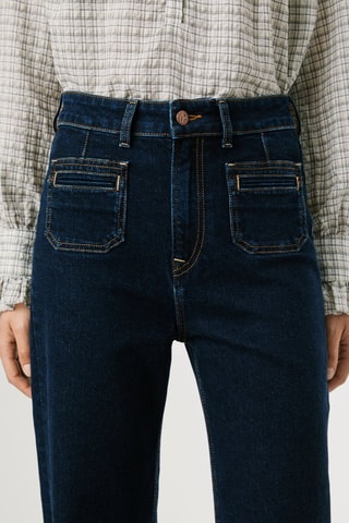 Jean straight taille haute Lexa - Bleu marine