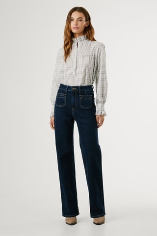 Jean straight taille haute Lexa - Bleu marine