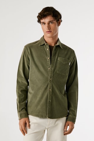 Chemise en velours Clayton - Vert olive
