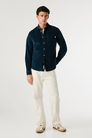 Chemise en velours Clayton - Bleu marine