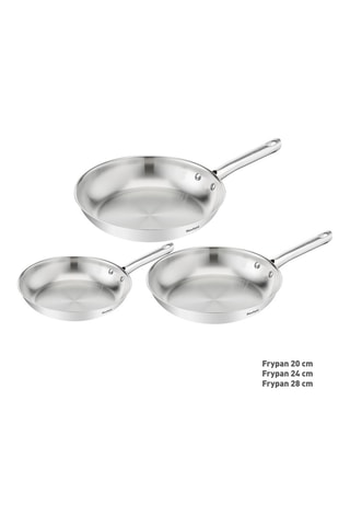 3 poêles en acier inoxydable Duetto On - 20/24/28 cm