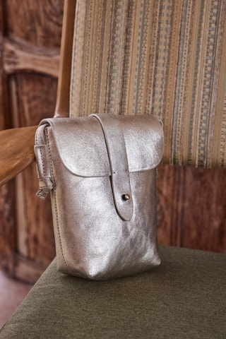Sac bandoulière en cuir - Argenté