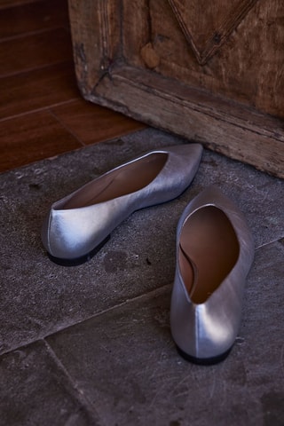 Ballerines en cuir - Argenté