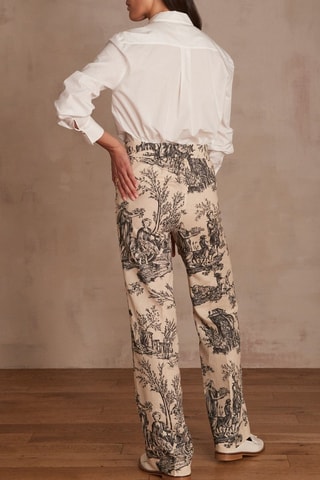 Pantalón ancho de lino - Negro y blanco