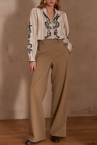 Pantalon wide legs - Marron clair