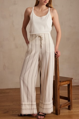Pantalon - Ecru et marron