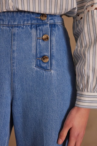 Jean large taille haute - Ciel