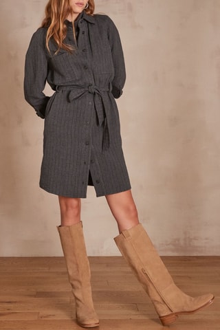 Robe chemise - Gris chiné