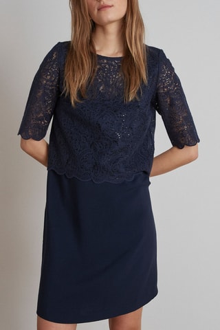 Robe bi-matière Gabrielle - Bleu