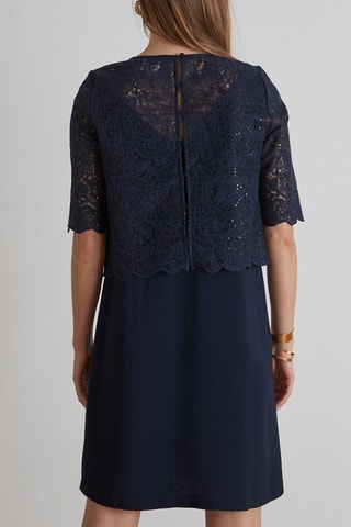 Robe bi-matière Gabrielle - Bleu
