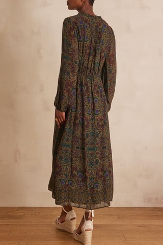 Robe longue - Marron et vert foncé