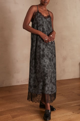 Robe longue - Gris clair et noir