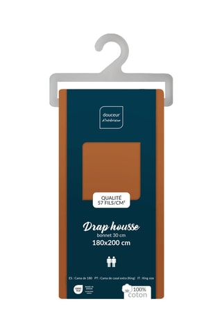Drap-housse en coton 57 fils/cm² Lina - Caramel