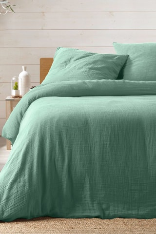 Parure de couette en coton - 57 fils/cm² Angelia - Vert sauge